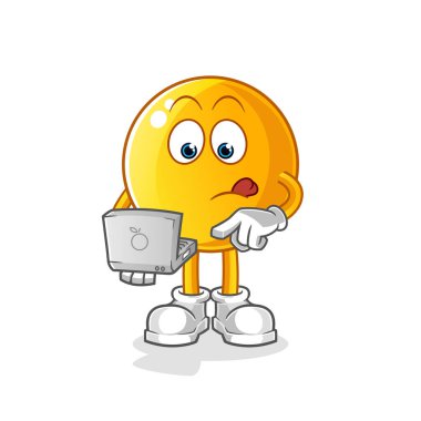  Laptop maskotlu bir ifade. çizgi film vektörü