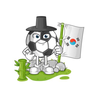 Koreli top karakteri. çizgi film maskotu vektörü