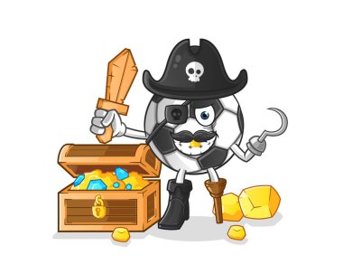 Hazine maskotlu top korsanı. çizgi film vektörü