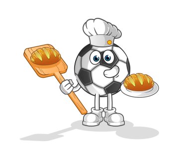 Ekmek çizgi filmiyle top fırıncısı. çizgi film maskotu vektörü