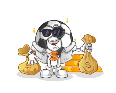 Taşak zengini. çizgi film maskotu vektörü