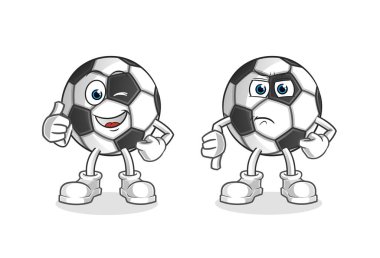 Top yukarı ve baş parmak aşağı çizgi film. çizgi film maskotu vektörü