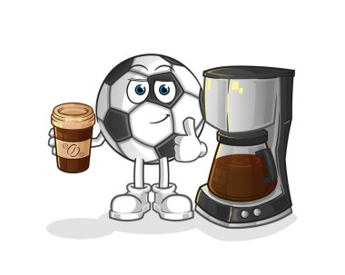 Top kahve içerken illüstrasyon. karakter vektörü