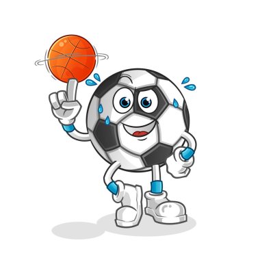 Top oynayan basketbol maskotu. çizgi film vektörü
