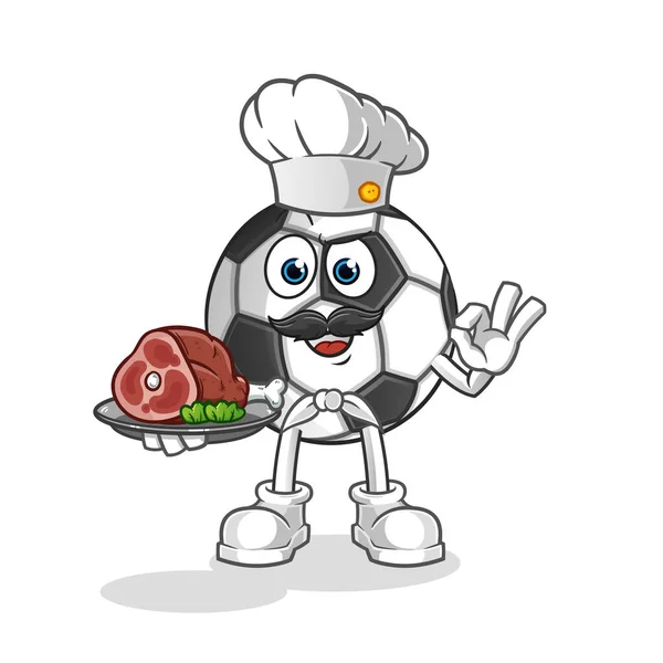 Chef Bola Com Mascote Carne Vector Dos Desenhos Animados —  Vetores de Stock