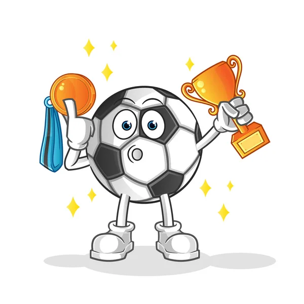Ball Winner Trophie Medal Vector Cartoon Character — Wektor stockowy