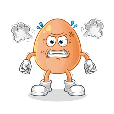 Yumurta çok kızgın bir maskot. çizgi film vektörü