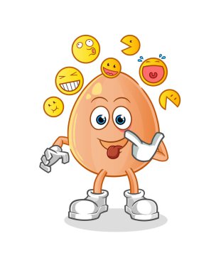  Yumurta gülüşü ve alaycı karakter. çizgi film maskotu vektörü