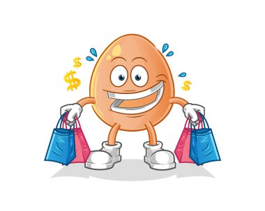  Yumurta alışverişi maskotu. çizgi film vektörü