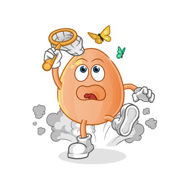 Yumurta yakalama kelebeği çizimi. karakter vektörü