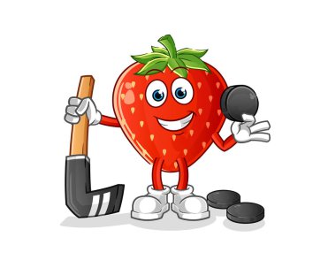 Çilek hokey oynuyor. çizgi film karakteri