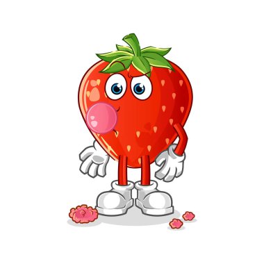 Çilekli sakız vektörü. çizgi film karakteri