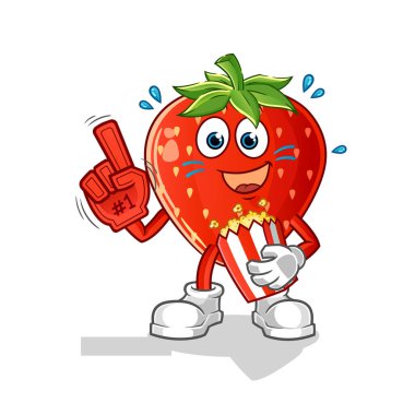 Patlamış mısır illüstrasyonlu çilekli fan. karakter vektörü