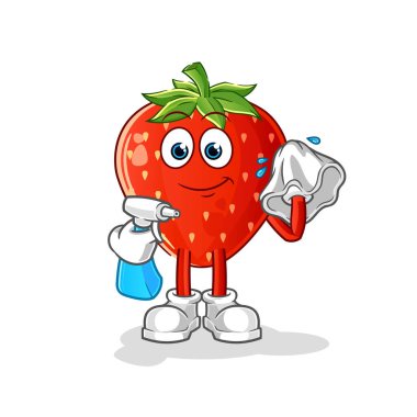 Çilek temizleyici vektörü. çizgi film karakteri