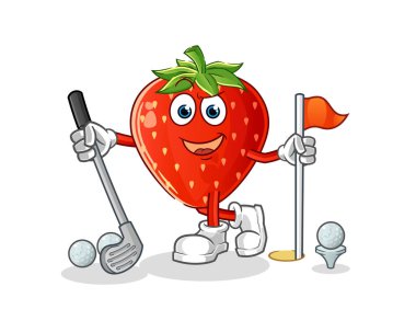 Strawberry golf oynuyor. çizgi film karakteri