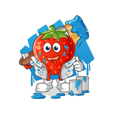 Çilek ressamı illüstrasyonu. karakter vektörü