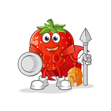 Çilekli Spartalı karakter. çizgi film maskotu vektörü