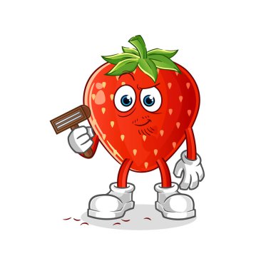 Çilekli tıraş yüz kılı vektörü. çizgi film karakteri