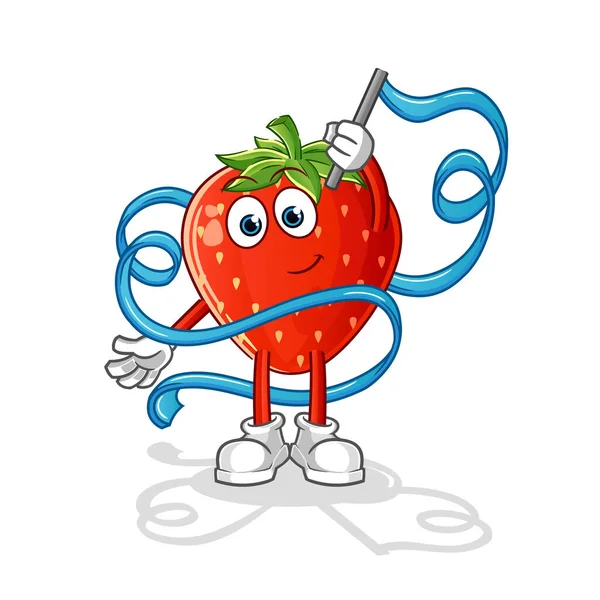 Çilekli Ritmik Jimnastik maskotu. çizgi film vektörü