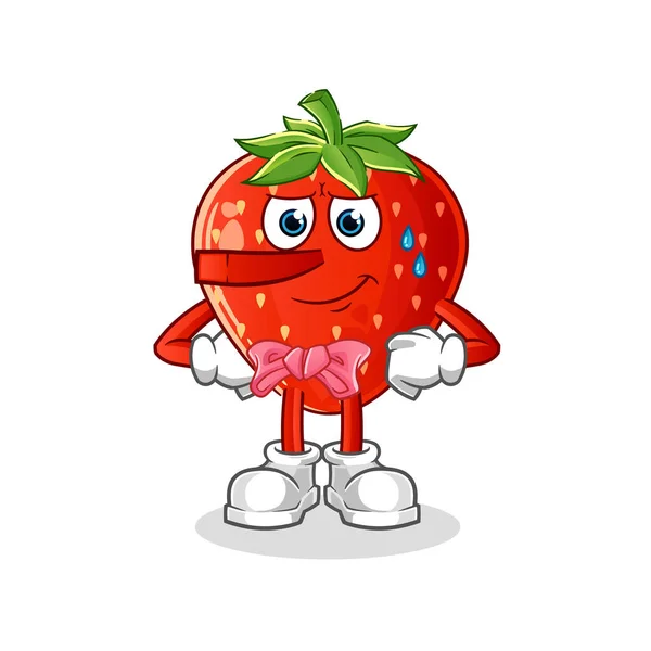 イチゴはピノキオのキャラクターのようです 漫画マスコットベクトル — ストックベクタ