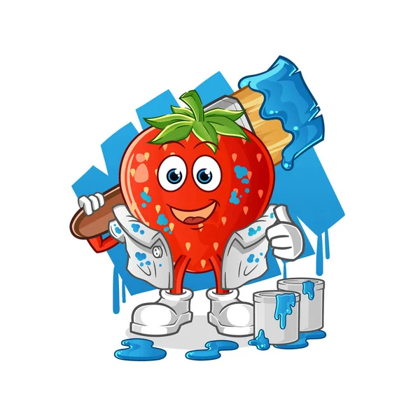 Çilek ressamı illüstrasyonu. karakter vektörü