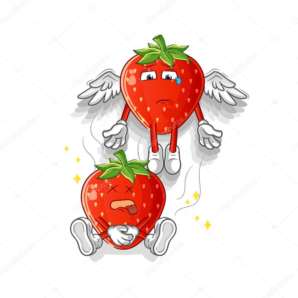 strawberry spirit leaves the body mascot. cartoon vector