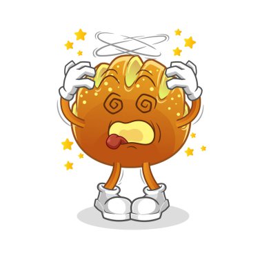 Ekmek baş döndürücü maskotu. çizgi film vektörü