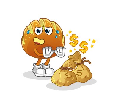 Ekmek para resimlerini reddediyor. karakter vektörü