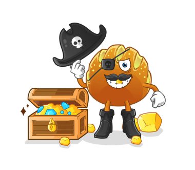 Hazine maskotlu ekmek korsanı. çizgi film vektörü