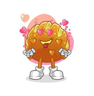 Ekmek düşen aşk vektörü. çizgi film karakteri