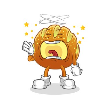 Ekmek esneme karakteri. çizgi film maskotu vektörü