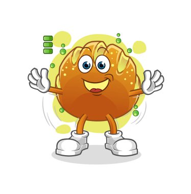 Ekmek dolu pil karakteri. çizgi film maskotu vektörü