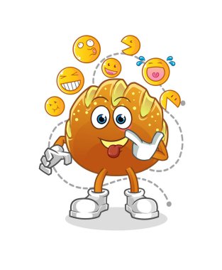 Ekmek güler ve alay eder. çizgi film maskotu vektörü