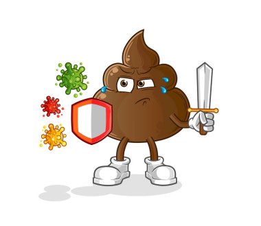 Virüs çizgi filmine karşı kaka. çizgi film maskotu vektörü