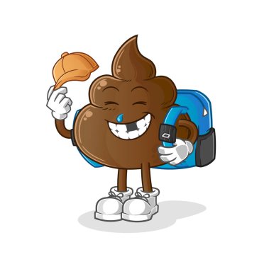 Kaka okul vektörüne gidiyor. çizgi film karakteri