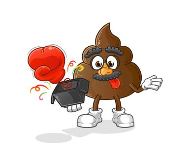 Kutuda eşek şakası eldiveni var. çizgi film maskotu