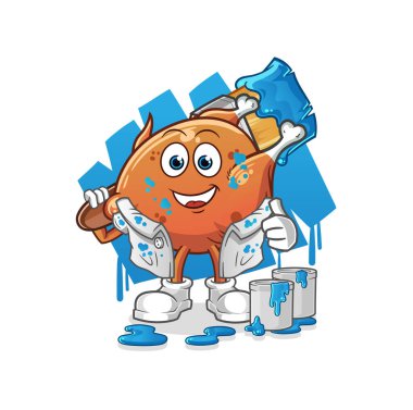 Kızarmış tavuk boyacısı çizimi. karakter vektörü