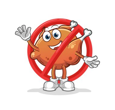 Kızarmış tavuk maskotuna hayır de. çizgi film vektörü