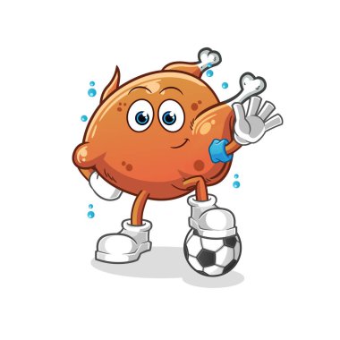 Kızarmış tavuk futbol illüstrasyonunda. karakter vektörü