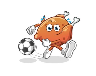 Kızarmış tavuk çizgi filmi tekmeliyor. çizgi film maskotu vektörü