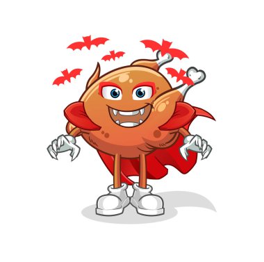 Kızarmış tavuk Drakula illüstrasyonu. karakter vektörü