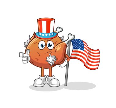 Kızarmış tavuk Sam Amca karakteri. çizgi film maskotu vektörü