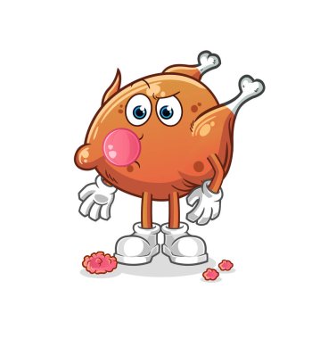 Kızarmış tavuk sakız vektörü. çizgi film karakteri