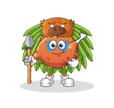 Kızarmış tavuk kabile maskotu. çizgi film vektörü