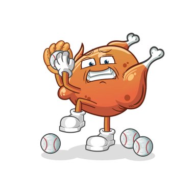 Kızarmış tavuk beyzbolu sürahi çizgi filmi. çizgi film maskotu vektörü