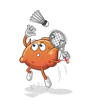 Badminton çizgi filminde kızarmış tavuk ezmesi. çizgi film maskotu vektörü
