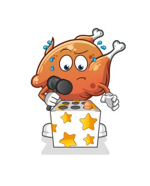 Kızarmış tavuk, köstebek maskotunu hakladı. çizgi film vektörü