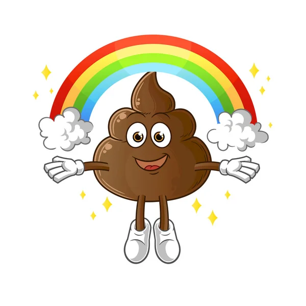 Poep Met Een Regenboog Cartoon Vector — Stockvector