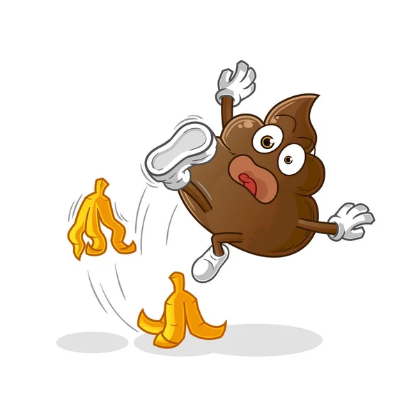 Poop Slipped Banana Cartoon Mascot Vector — Stock Vector