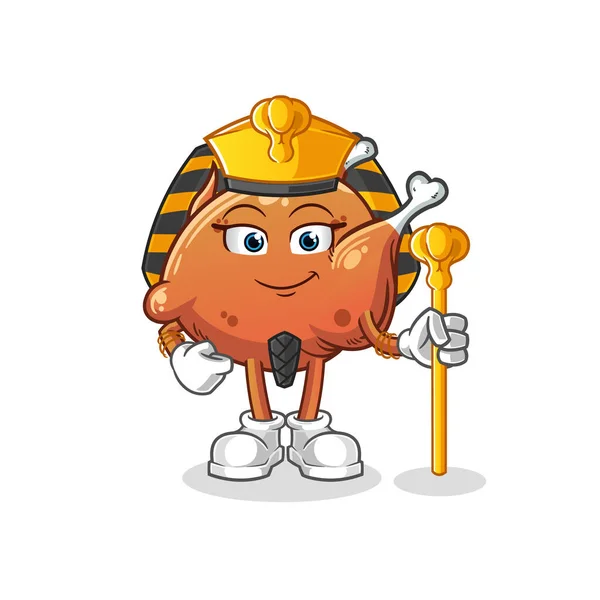 Gebakken Kip Oude Egyptische Cartoon Tekenfilm Mascotte Vector — Stockvector